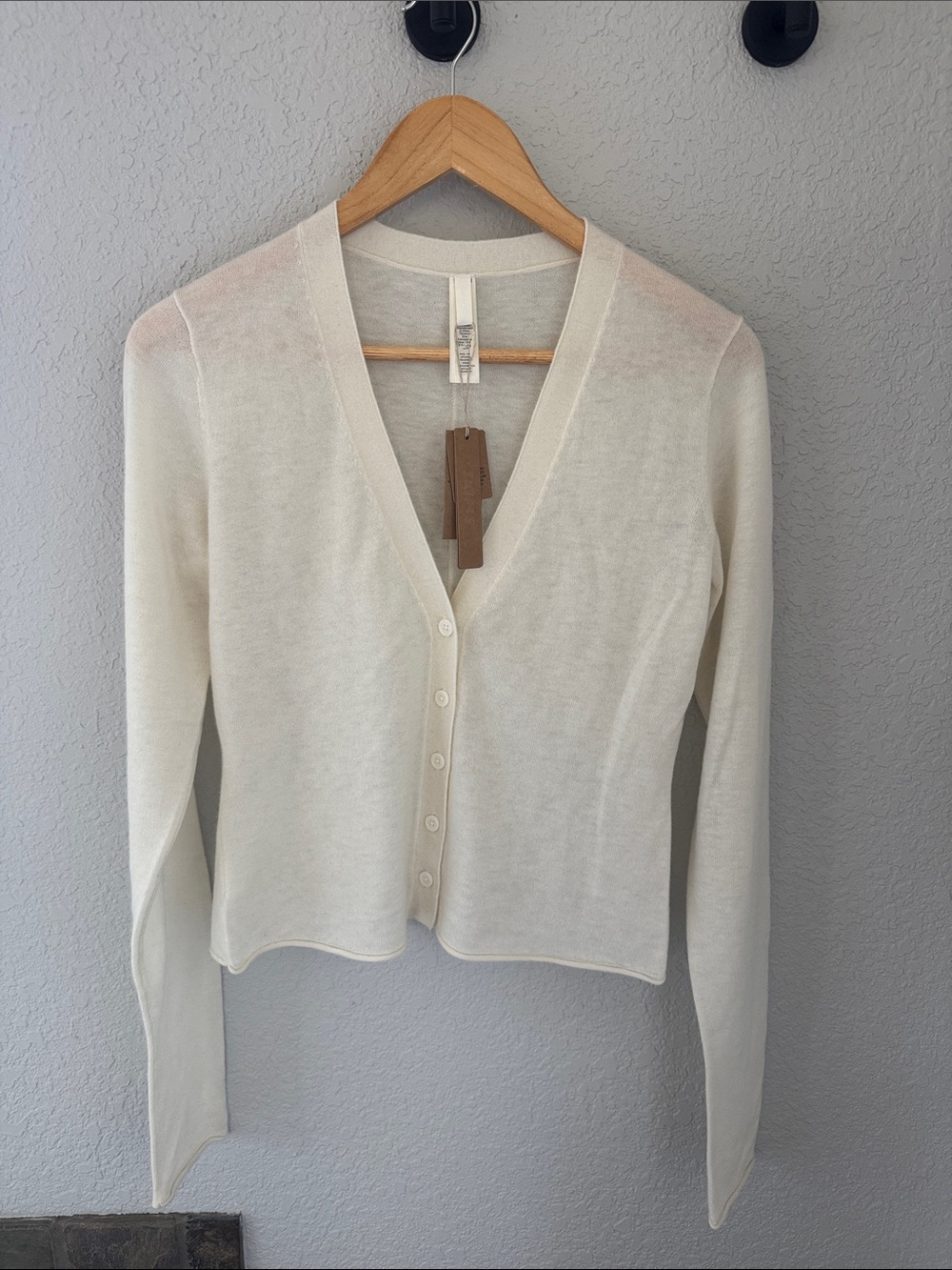 SKIMS Ivory V-Neck Button Cardi Sweater